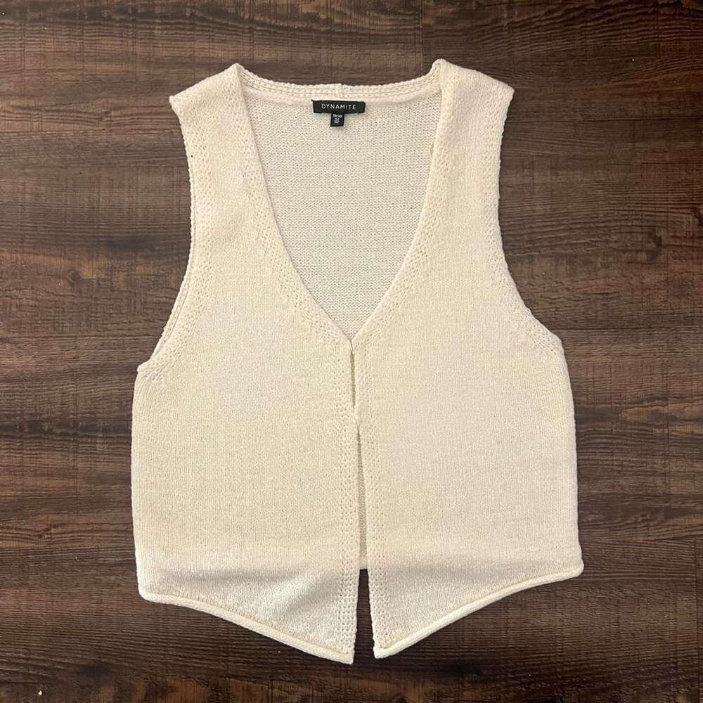Dynamite Ivory Knit Vest